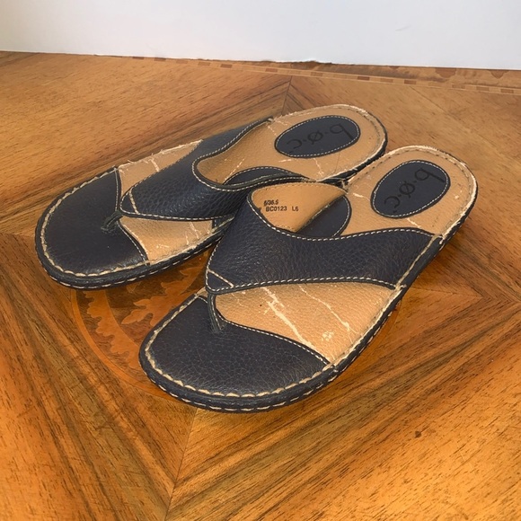 b.o.c Black Leather Flip Flop Slip-On Thong Sandals Women’s Size 6 - Picture 1 of 9